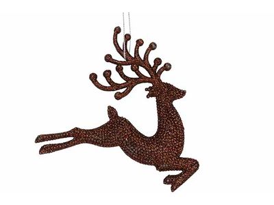 Hanger Deer Glitter Bruin 12xh12cm Kunst Stof