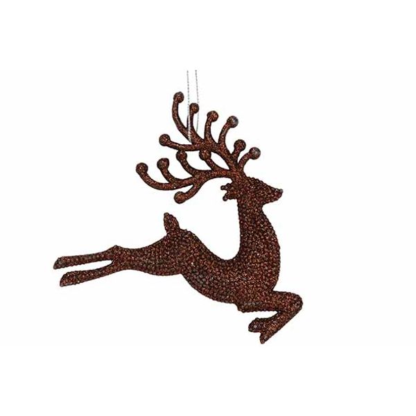 Hanger Deer Glitter Bruin 12xh12cm Kunst Stof 