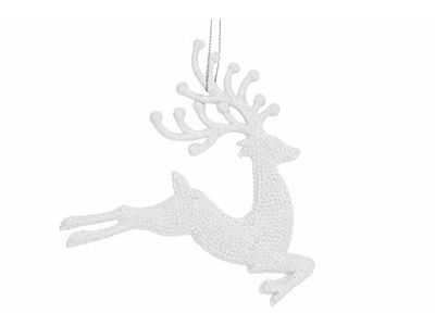 Suspension Deer Glitter Blanc 12xh12cm P Lastic