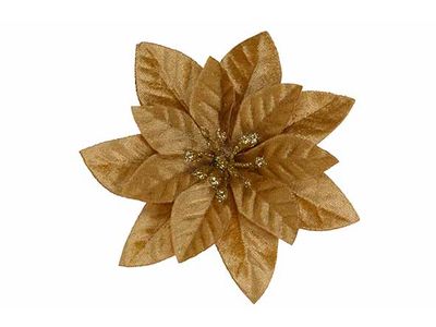 Kerstroos Clip Goud 12x2xh12cm Fluweel 