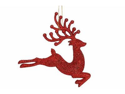 Suspension Deer Glitter Rouge 12xh12cm P Lastic