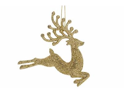 Hanger Deer Glitter Goud 12xh12cm Kunsts Tof