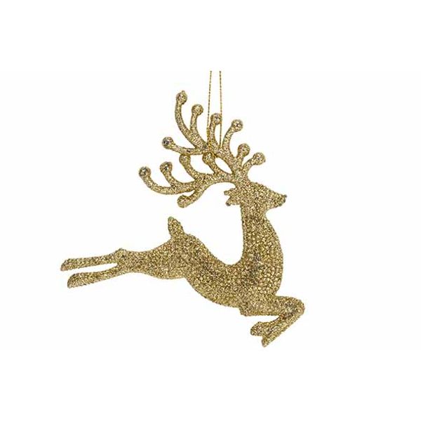 Hanger Deer Glitter Goud 12xh12cm Kunsts Tof 