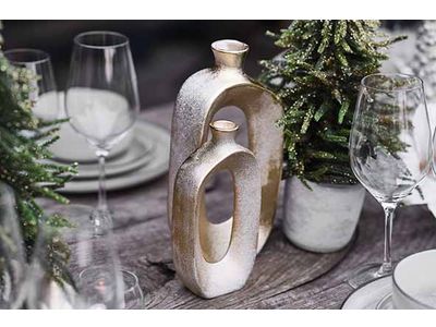 Vase Largo Dore 13x5,7xh27cm Allonge Cer Amique