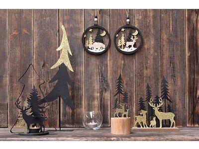 Kerstboom Goldy Zwart 12,2x6xh40cm Langw Erpig Metaal