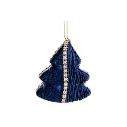 Hanger Velvet Gold Strass Xmas Tree Blau W 8x3xh8cm Kunststof 