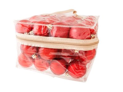 Kerstbal Set48 Mix Rood D6cm In Plastic Tas Met Rits