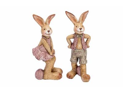 Konijn Ass2 Lovely Lavender Taupe 6,5x5, 5xh13,5cm Polyresin