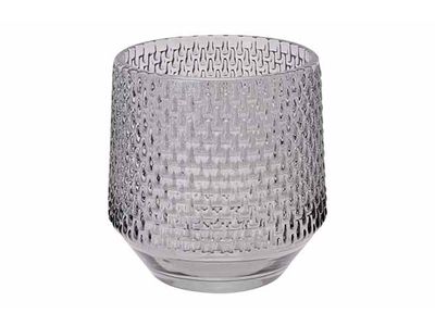 Bougeoir Drop Gris 9,5x9,5xh10cm Verre 