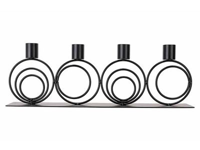 Kandelaar X4 Rondo Zwart 36x6xh12,3cm La Ngwerpig Metaal