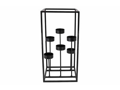 Theelichthouder X6 Cube Zwart 15x15xh30, 5cm Kubus Metaal