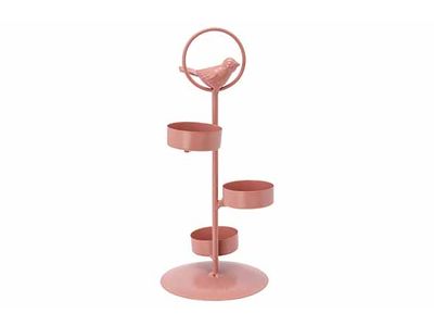 Theelichthouder X3 Bird Stander Powder C Oated Roze 9x9xh21cm Langwerpig Metaal