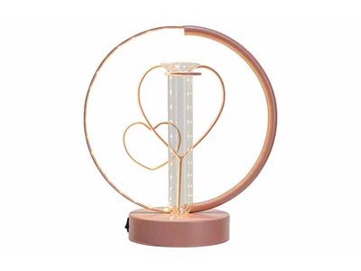 Lampe Hearts - Vase - Led Light 3aa Bat Not Incl Rose 19x10,5xh21cm Rond Metal