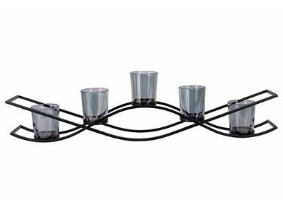 Theelichthouder X5 Gradient Smoked Grijs  53x7,2xh13,2cm Langwerpig Metaal-glas