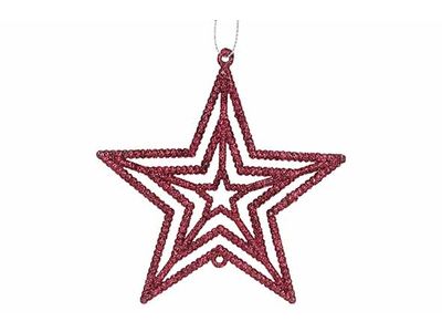 Hanger Star Glitter Bordeaux 10xh10cm Ku Nststof