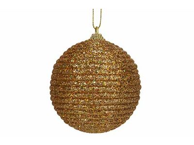 Boule Noel Rope Glitter Dore D8cm Plasti C