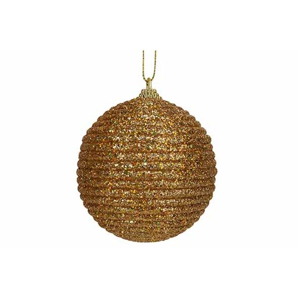 Kerstbal Rope Glitter Goud D8cm Kunststo F 