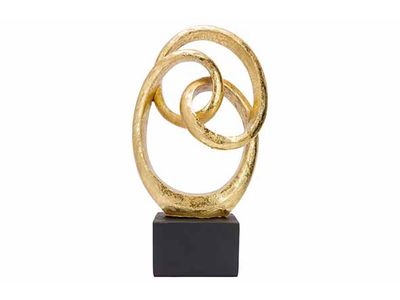 Ornament Circles On Black Stander Brass 14,5x9xh28cm Andere Polyresin