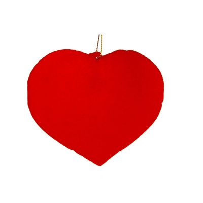 Hart Hanger Flocked Rood 12x1xh10cm Kuns Tstof 