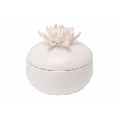 Pot Met Deksel Flower Creme 10,6x10,6xh9 ,8cm Rond Porselein  Cosy @ Home