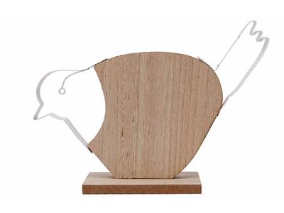 Vogel White Metal Outlinie Natuur 15x5xh 22cm Andere Hout