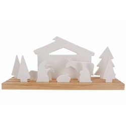 Kerststal Wooden Base Wit 40x12xh18cm La Ngwerpig Dolomiet 