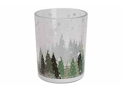 Theelichthouder Green Trees 10x10xh12,5c M Glas