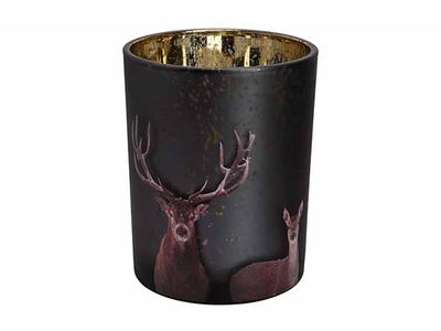 Theelichthouder Deers Groen 10x10xh12,5c M Glas