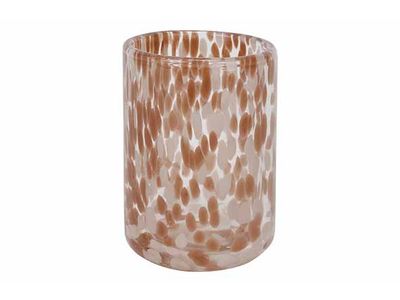 Theelichthouder Taupe Mottled Wit 9x9xh1 0cm Cilindrisch Glas