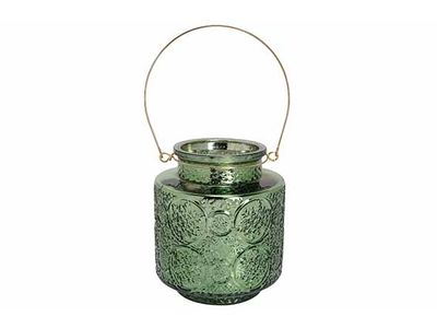 Lanterne Nora Vert 12,7x12,7xh14,5cm Ron D Verre