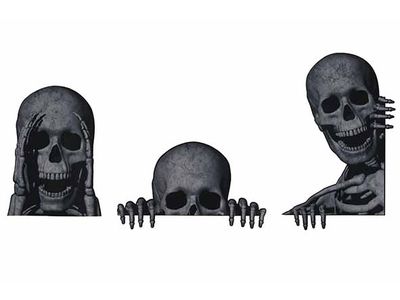 Collant Deco Set3 Peeping Skeleton Natur El 34xh44cm