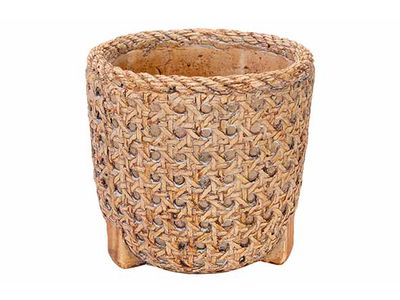 Bloempot Wicker Beige 12x12xh12cm Rond C Ement