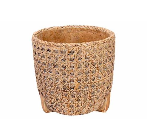 Bloempot Wicker Beige 15,5x15,5xh15cm Ro Nd Cement  Cosy @ Home