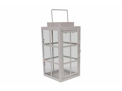 Lanterne Louis Gris 11x10,6xh21,3cm Carr E Metal-verre