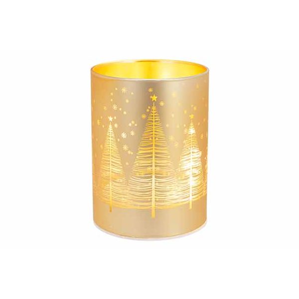 Lamp Led Trees Goud 9x9xh12cm Glas Excl 3 Aa Batt 