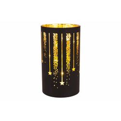 Lamp Led Fireworks Zwart 9x9xh16cm Glas Excl 3 Aa Batt 