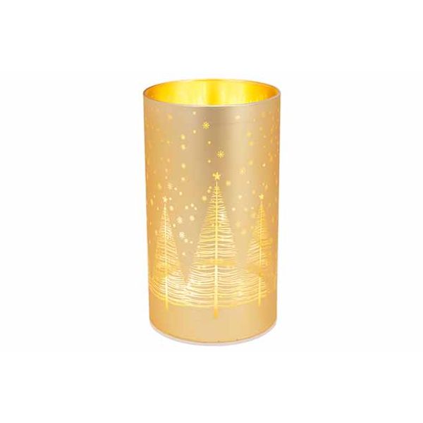 Lamp Led Trees Goud 9x9xh16cm Glas Excl 3 Aa Batt 