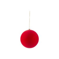 Kerstbal Velvet Rood 10x10xh10cm Kunstst Of 