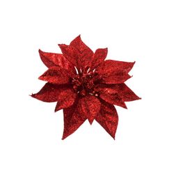 Kerstroos Clip Glitter Rood D18cm  