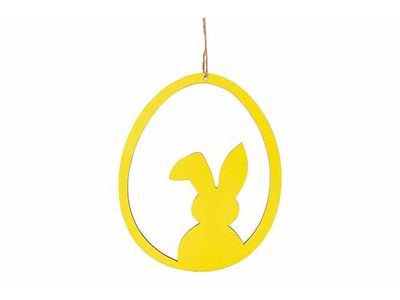 Ei  Hanger Open Rabbit Geel 16x,3xh20cm Ovaal Hout