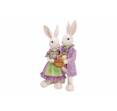 Lapin Mom And Dad Multi-colore 17x12xh30 Cm Polyresine  Cosy @ Home