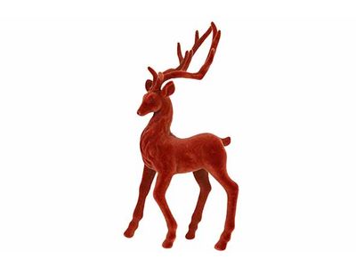Cerf Flocked Terracotta 18x6xh33cm Plast Ic