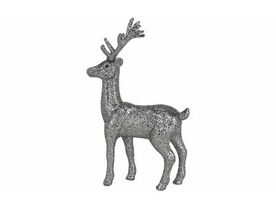 Hert Glitter Zilver 14x5xh22cm Kunststof 