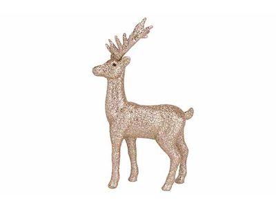 Hert Glitter Lichtroze 14x5xh22cm Kunsts Tof