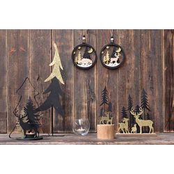 Cosy @ Home Tafereel Goldy Xmas Trees Zwart 7x7xh21c M Hout 