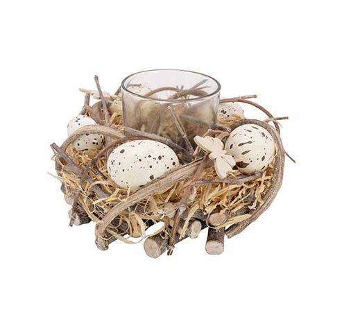 Theelichthouder Eggs Natuur D16xh9cm   Cosy @ Home