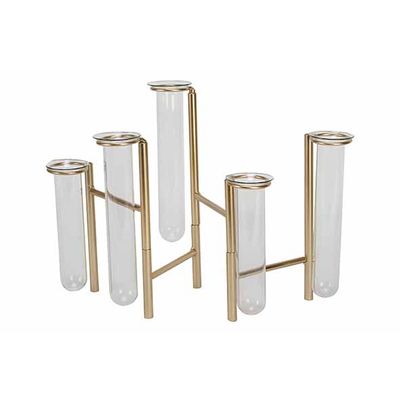 Vase Multiple Vases 5 Glass Tubes Dore 4 1x7,5xh19cm Allonge Metal  Cosy @ Home