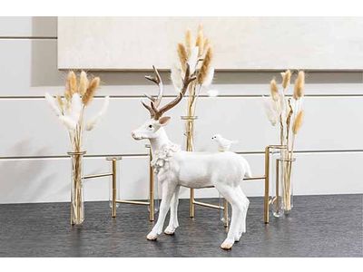 Vase Multiple Vases 7 Glass Tubes Dore 5 7,5x7,5xh22cm Allonge Metal