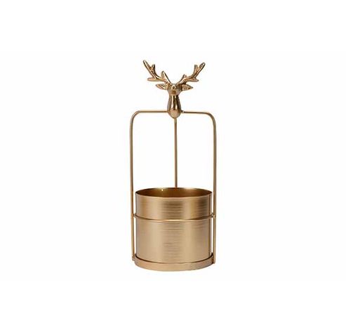 Staander Deer Head Pot 10x9cm Goud 11x11 Xh26,5cm Langwerpig Metaal  Cosy @ Home