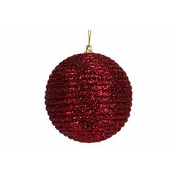 Kerstbal Rope Glitter Bordeaux D8cm Kuns Tstof 